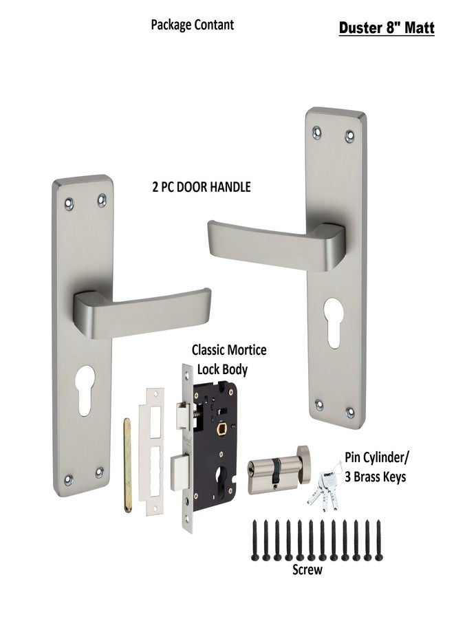 Kunal Heavy-Duty Door Lock Set - Main Door Handle Set/ 6-Lever Lock Mechanism with 2 Years of Warranty by Kunal/Mortise, Brass Lock Body & 60mm Cylinder (8” Matt) - Image 2